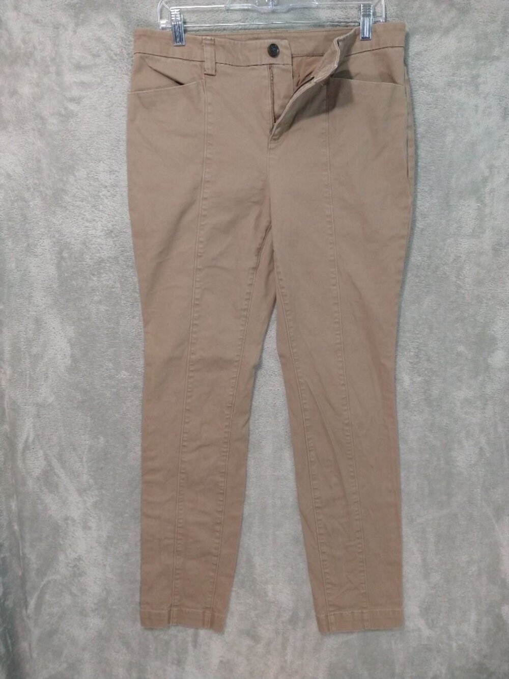 Duluth Trading Pants Womens 10x33 Beige Workday Warrior Chino Slim Leg Stretch